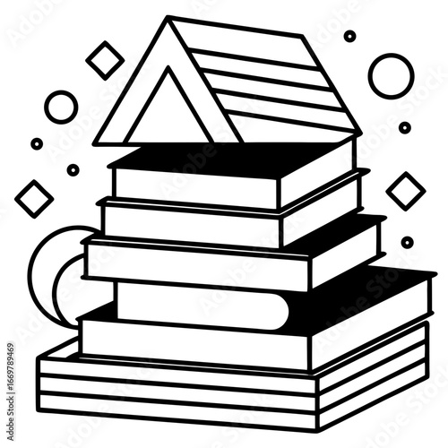 A colorful stack of books on a white or black background