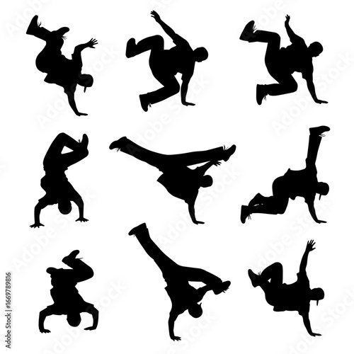vector silhouettes of people jumping