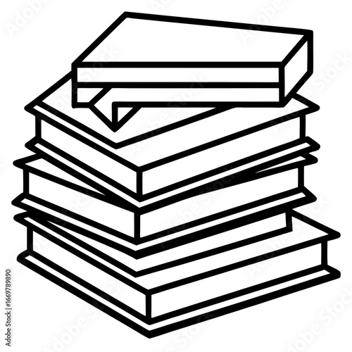 A pile of books with their spines facing out, isolated on a white background