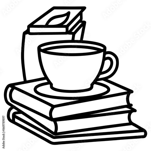 A delicious cup of coffee paired with a slice of rich cake on a cafe table