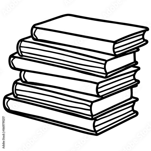 A large pile of colorful books is stacked neatly, with some open pages visible