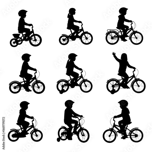 set of bicycle silhouettes