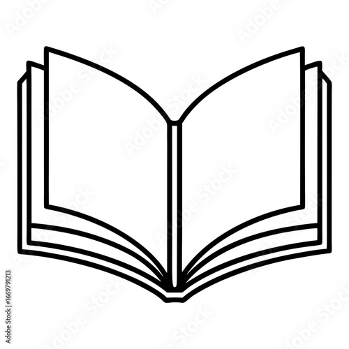 Vector illustration of a blank, open book with empty pages isolated on a white background