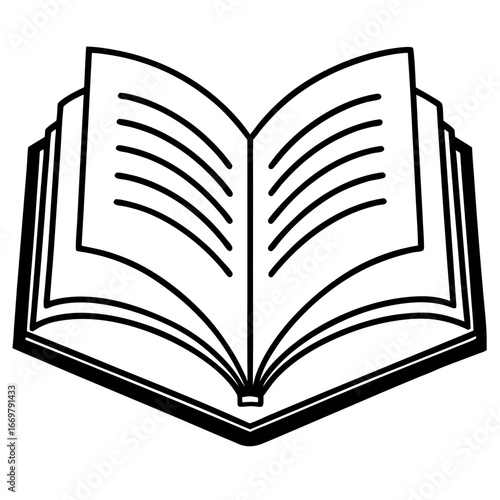 An open book vector icon with blank pages represents education and knowledge