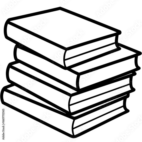 Isolated books for school and education are stacked in a neat pile to represent learning and knowledge