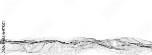 Digital technology white wave. Light cyberspace with motion dots. Futuristic digital background artificial intelligence. Big data analytics.