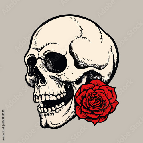 A spooky vector illustration of a human skull and crossbones, a classic symbol of danger and death, perfect for Halloween or pirate-themed art