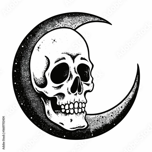 A spooky pirate flag with a human skull and crossbones is a classic symbol of danger and death