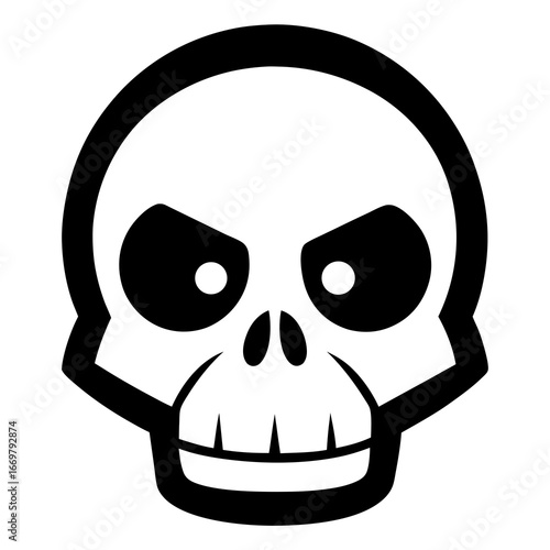 Black-and-white vector illustrations of a human skull with crossbones are a common symbol for danger, horror, and pirates