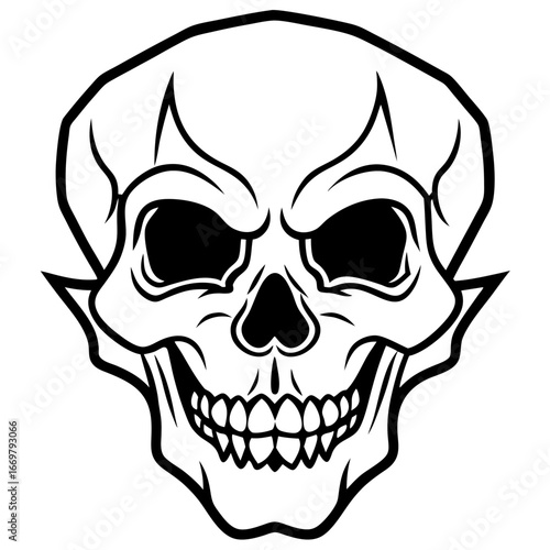 A vector illustration of a scary human skull and crossbones symbol for a tattoo or pirate icon