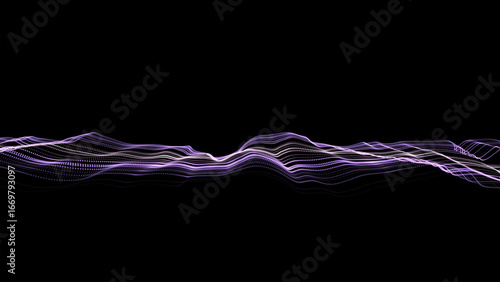 Abstract purple wave with lines. Digital frequency track equalizer. Vector illustration dynamic music wave. Technology sound.
