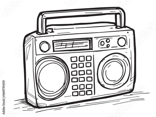 Radio Minimalist Drawing