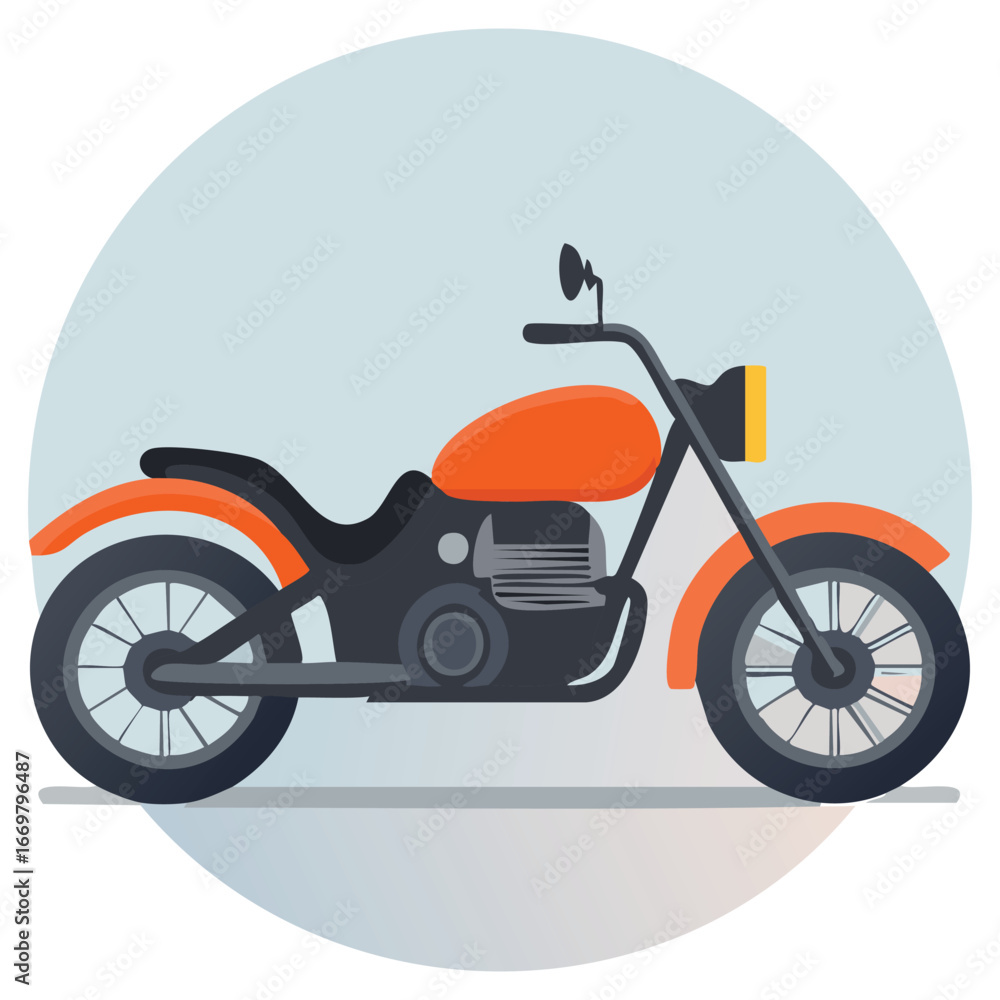 Fototapeta premium A clean and versatile vector icon of a motorcycle, perfect for use in travel apps, motorcycle websites, and adventure blogs.