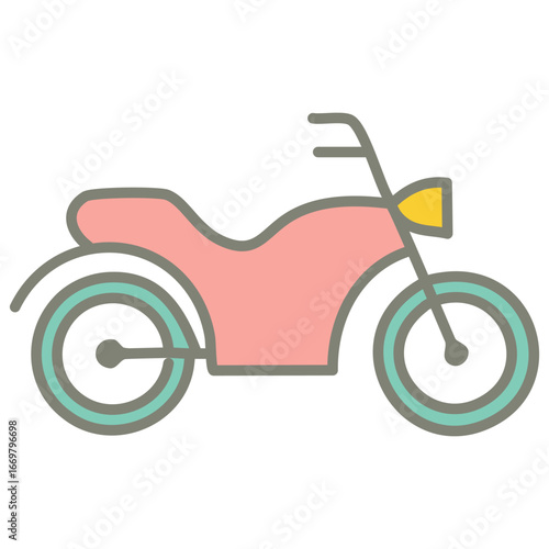A vibrant and simple vector icon of a motorcycle, representing a sense of excitement and a fun way to travel.