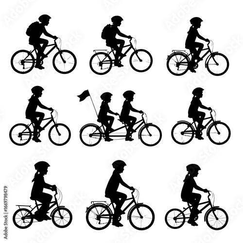 silhouettes of cyclist