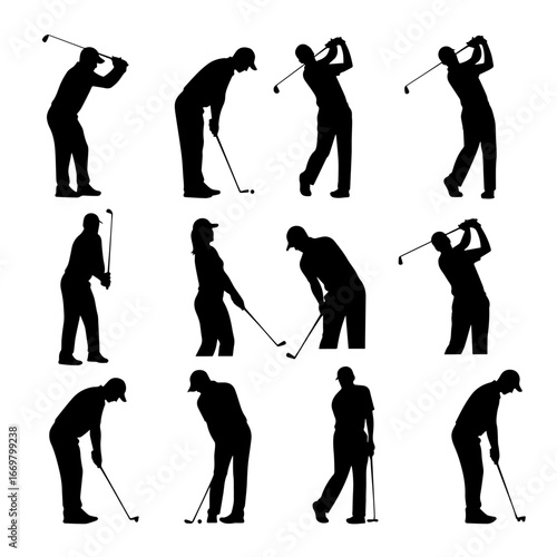 golf players silhouettes