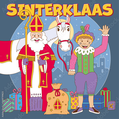Sinterklaas and Piet with horse