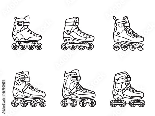 Rollerblades Sport Equipment Line Art