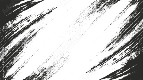 distressed black and white grunge texture background, aged artistic brush stroke overlay, dirty ink stain with empty copy space