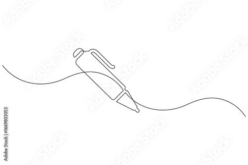 Simple ball pen one line art minimal outline vector design
