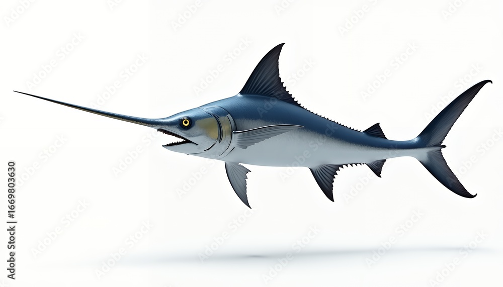 Obraz premium Majestic blue marlin with extended bill and yellow eye fish billfish