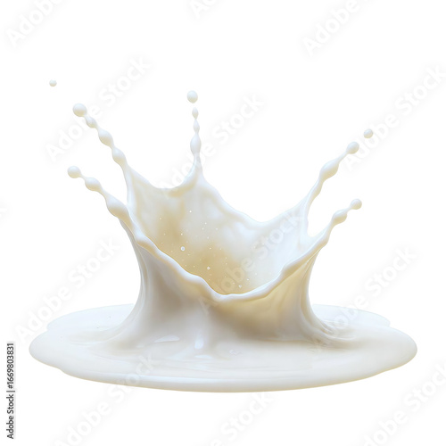 Fresh White Milk Splash Isolated on White Background

