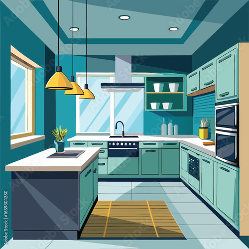 Contemporary Kitchen Interior with Modern Appliances