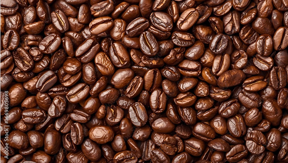 Obraz premium Roasted Coffee Beans Seamless Background Texture – International Coffee Day Concept