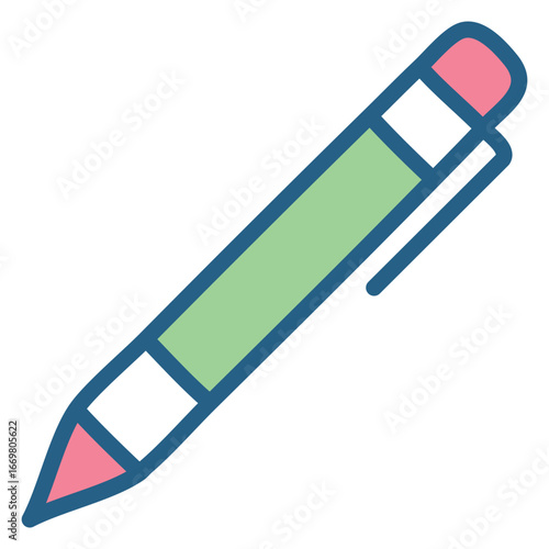A vibrant and simple vector icon of a pen with a glowing tip, representing a sudden idea or a moment of inspiration.
