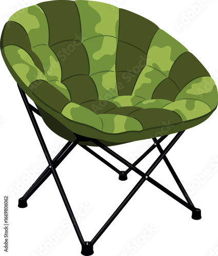 Green stripe moon chair outdoor camping patio leisure comfort furniture vector