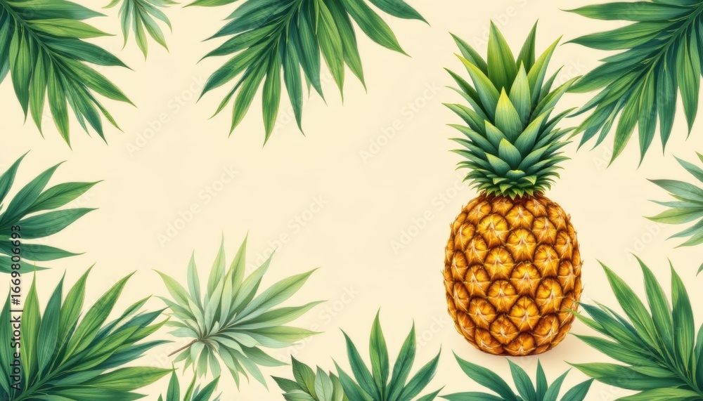Fototapeta premium create a polished illustration of a pineapple on a seamless background using technology