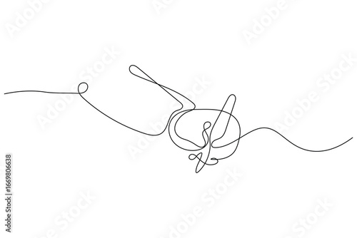 Simple ball pen one line art minimal outline vector design
