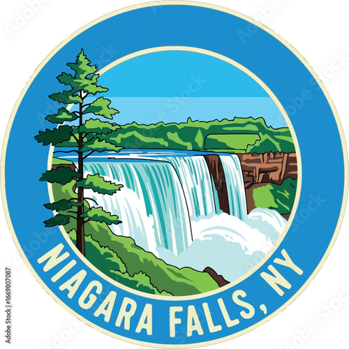 Majestic niagara falls canada usa iconic landmark scenic waterfall nature vector