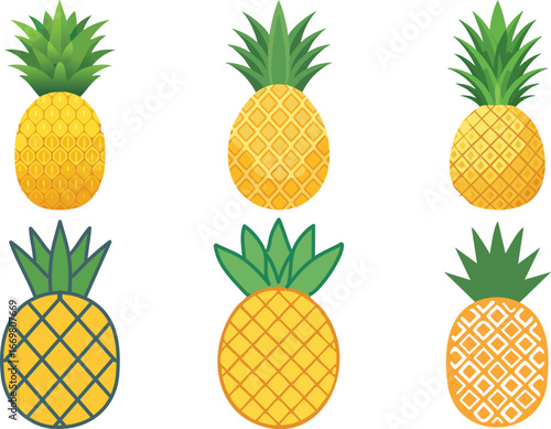 A minimalist and modern vector icon of a pineapple, symbolizing tropical fruit, healthy food, and summer.