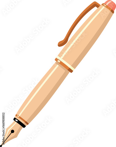 Elegant ivory fountain pen with rose gold accents for creative writing vector