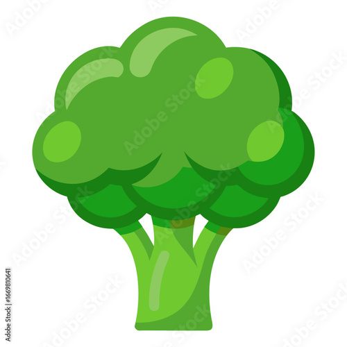 Minimalist three color broccoli head vector graphic