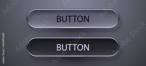 Modern glass button set. Modern glass button set. Liquid Glass. Vector illustrator