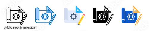 Blueprint multiple style icons set design vector illustration. 