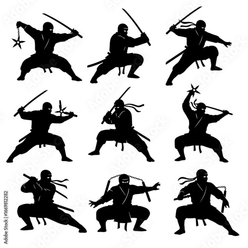 black silhouettes of people