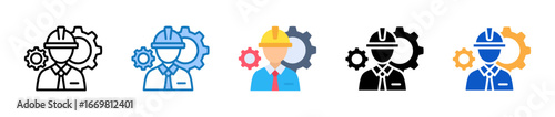 Engineer multiple style icons set design vector illustration. 