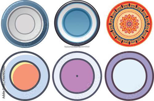 A minimalist and modern vector icon of a plate, symbolizing dining, food, and tableware.