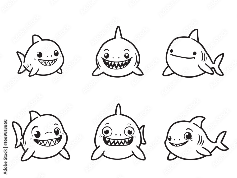 Fototapeta premium Shark Drawing Line Art