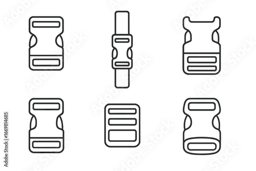 Variety of adjustable buckles designed for straps and belts displayed on a white background for easy comparison and selection