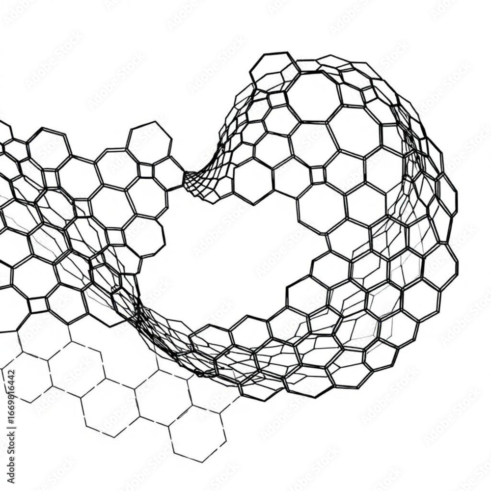 Obraz premium Minimilist abstract structure featuring interconnected hexagons and squares in a complex formation design vector