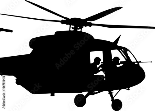 "Military Helicopter Silhouette with Armed Soldier"

"Combat Chopper Vector with Soldier Illustration"

"War Helicopter and Soldier Silhouette Design