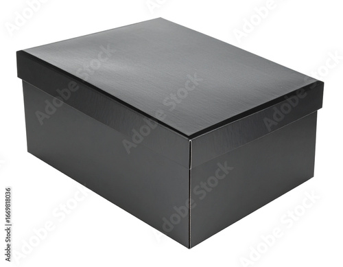 Closed shoe box isolated on white background.