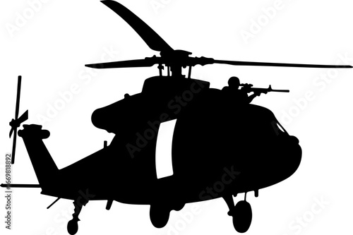 "Military Helicopter Silhouette with Armed Soldier"

"Combat Chopper Vector with Soldier Illustration"

"War Helicopter and Soldier Silhouette Design"