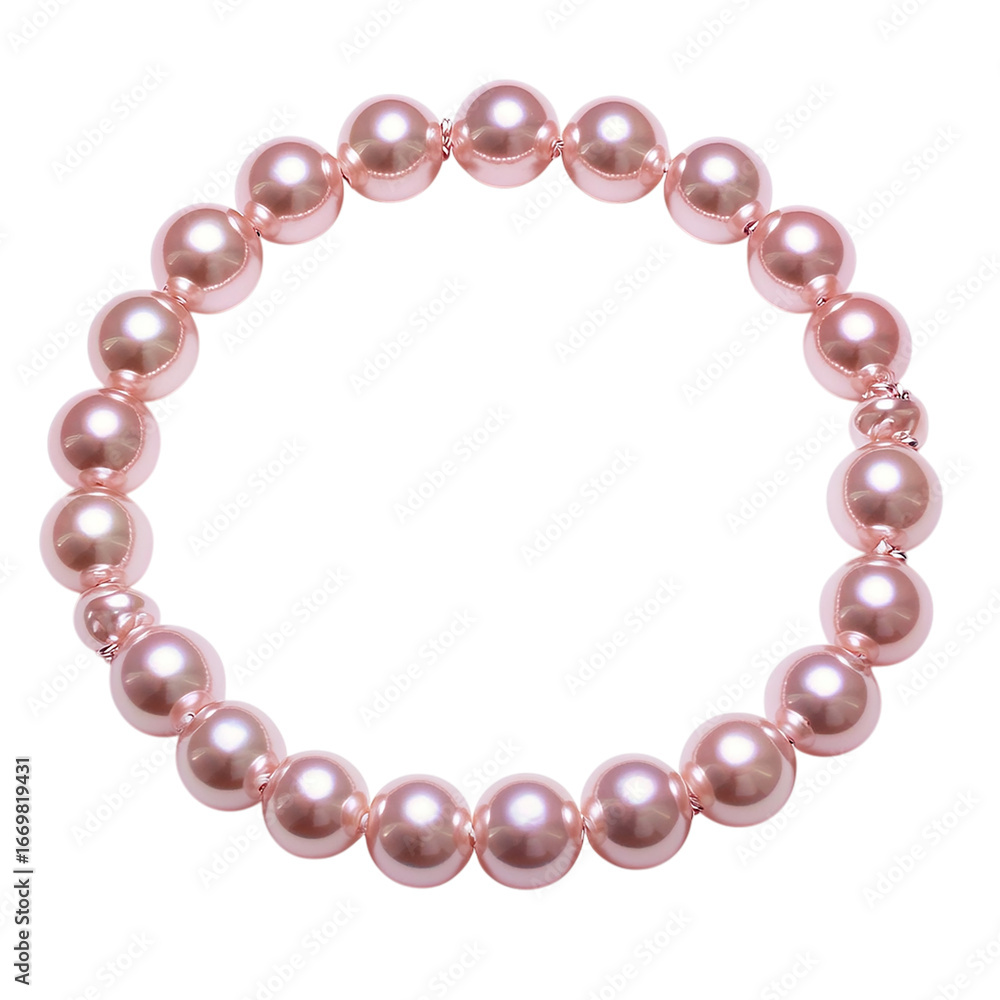 Fototapeta premium A pink Elegant Pearl Necklace Classic Jewelry Isolated transparent on white background