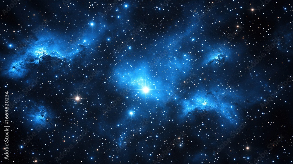 Fototapeta premium Deep Space Starfield with Nebulae in Dark Blue Sky