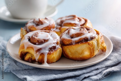 Wallpaper Mural Freshly Baked Cinnamon Rolls with Creamy Icing on a Light Background Ideal for Breakfast or Dessert Photography Projects Torontodigital.ca